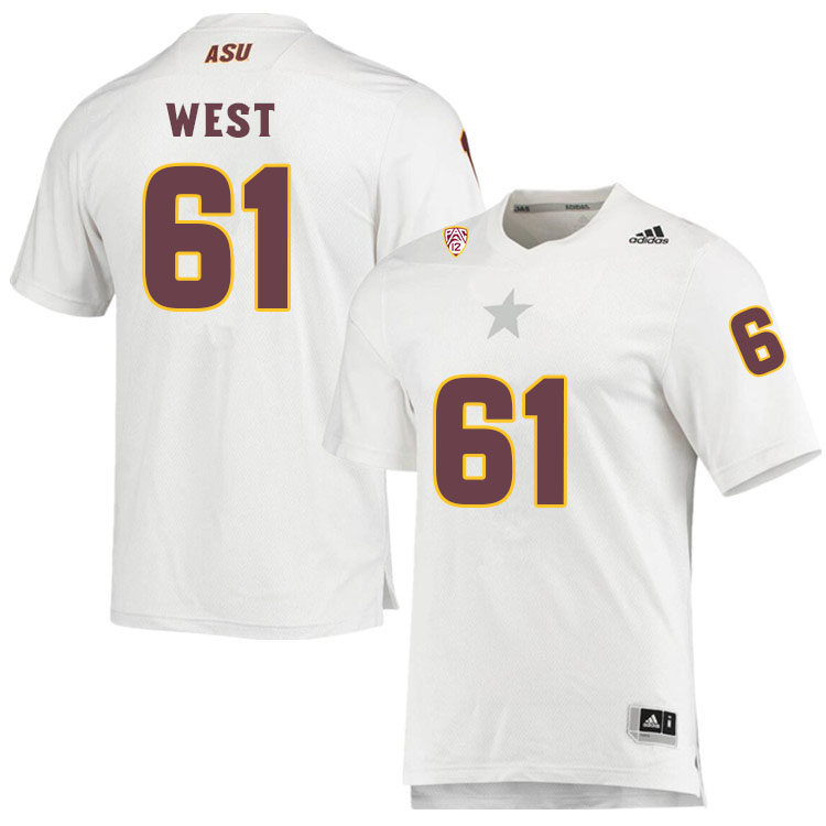 Men #61 Dohnovan WestArizona State Sun Devils College Football Jerseys Sale-White